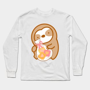 Cute Bag of Valentine Cookies Sloth Long Sleeve T-Shirt